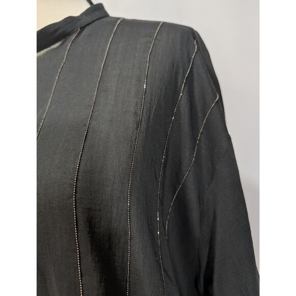 Fabiana Filippi Black Cotton Silk Sheer Button Front Top Size L Italy - Picture 3 of 10